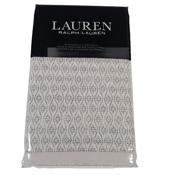 Ralph Lauren 2 Standard Pillowcases ESTELLA Cream 100% Cotton 20 x 32 in - Picture 1 of 5